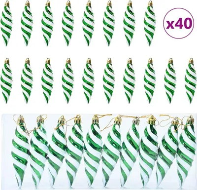 Obrázok produktu pre vidaXL Vianočné spirálové gule, 40 ks, zelené, 3 x 11 cm