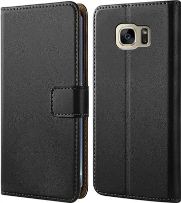 Produktbild von Handy Tasche für Samsung Galaxy S7 Schutzhülle Bookstyle Etui Klapphülle Wallet Flip Cover Case Schwarz