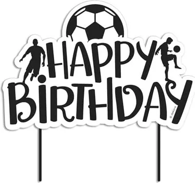 Produktbild von dekora - Fußball Cake Topper Happy Birthday Tortendeko Schwarz - 17,5 x 13 cm
