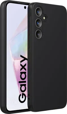 A black phone case is shown on a white background, with the phone inside the case visible.