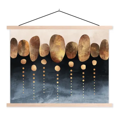 Produktbild von MuchoWow® Textilposter Gold - Abstrakt - Luxus 60x45 cm mit holzfarbenen Rahmen - Bild
