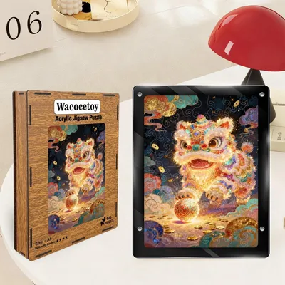 Produktbild von 3D Acryl Puzzle Löwentanz Chinesische Deko DIY Transparent Geschenk