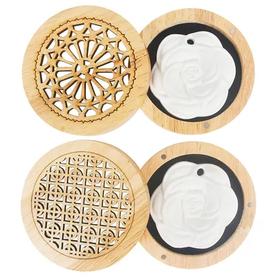 Produktbild von 2er Set Duftstein Diffuser Blume, Massivholzbox, Räucherstäbchen Halter, für ätherische Öle, Wohnzimmer, Schlafzimmer, Büro