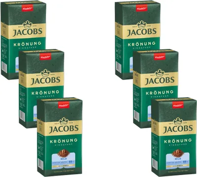Produktbild von JACOBS Filterkaffee Krönung Mild Pulver-Kaffee Röstkaffee gemahlen 6 x 500g