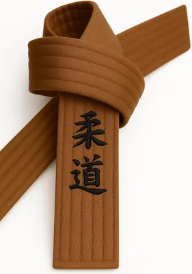 Produktbild von Ju Jutsu Gürtel Braun bestickt - Ju Jutsu Schriftzeichen japanisch - Braungurt mit Kanji Bestickung - 330 cm Länge