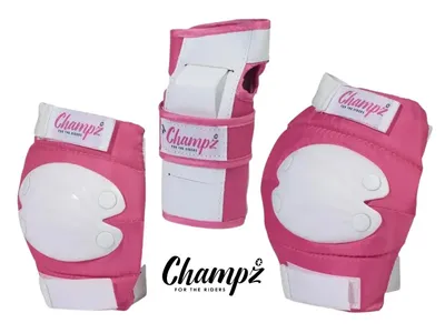 Immagine prodotto di Set di protezione per pattini Champz per bambini - attrezzatura di protezione in rosa/bianco - misura 39-42 EU