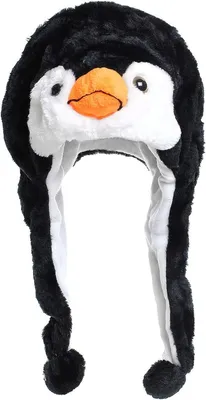 Produktbild von Glamexx24 Plüsch Tier Ohr Hut Tiermütze Kostüm Karneval Cap Pinguin Tiger Cosplay Kinder-Farbe: schwarz