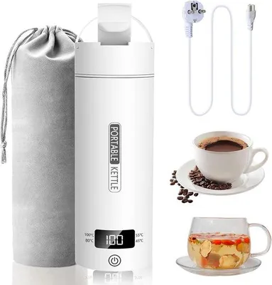Produktbild von Elektrische Reise-Wasserkocher, klein, 500 ml, 316 roestvriestahl, automatisch schließen, für Reisen, schnell kochen, miniatur, tragbar, weiß