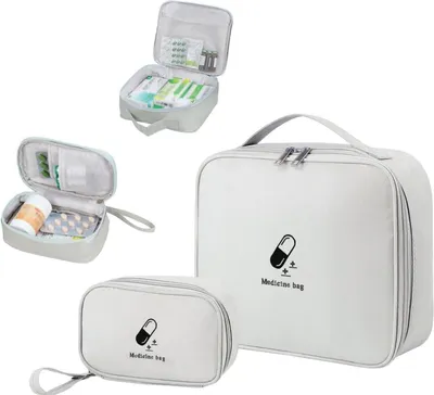 Produktbild von Medikamententasche Set Reiseapotheke Wasserdicht Grau 2-teilig
