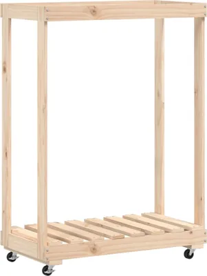 Produktbild von vidaXL Kaminholzregal mit Rollen 76,5x40x108 cm Massivholz Kiefer