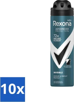Produktbild von Rexona Men – Deodorant Spray – Advanced Protection Invisible – Langanhaltende Frische – 150 ml - Vorteilspack - 10 Stücke