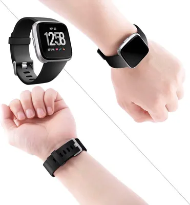 Productafbeelding van CHPN – Siliconen armband, geschikt voor Fitbit – Versa 2 Lite – Zwart – Zwarte horlogeband – Siliconen