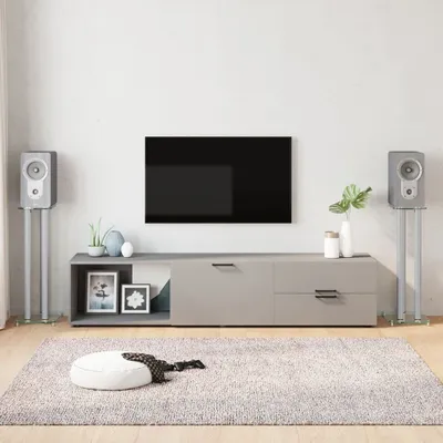 Image de Support de haut-parleur simple 2 pcs. argenté verre trempé 3 colonnes - support de haut-parleur FR5327774 1parcel