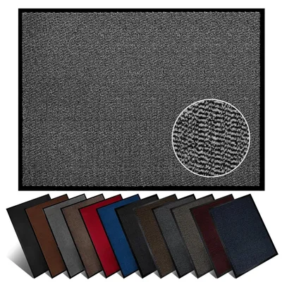 Produktbild von Furni24 Fußmatte Schmutzfangmatte 80 x 300 cm Grau/Schwarz – Rutschfeste Waschbare Türmatte für Innen- & Außenbereich