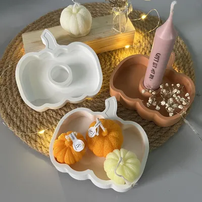 Produktbild von Silikon-Kürbisform, Gussform, Gips-Kerzenhalter für DIY-Herbst- und Halloween-Dekorationen