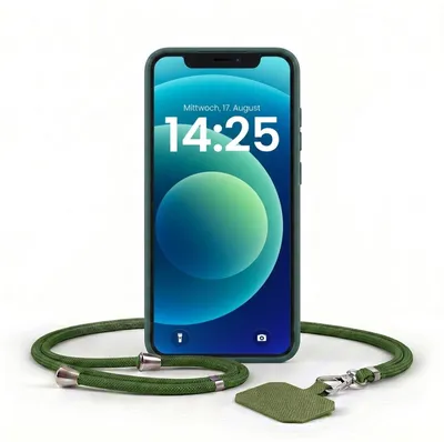 Produktbild von Handyhülle für Apple iPhone 12 mit Handykette Band Kordel Hülle Case Schutzhülle Grün