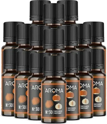 Produktbild von myAROMA Haselnuss Flavour Drops, 17x10ml – Zuckerfrei, Kalorienfrei & Vegan, Ohne Künstliche Farbstoffe