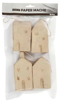 Produktbild von Creativ Company Papiermaché Häuser Bastelset - 4 Stück - kreatives Spielzeug
