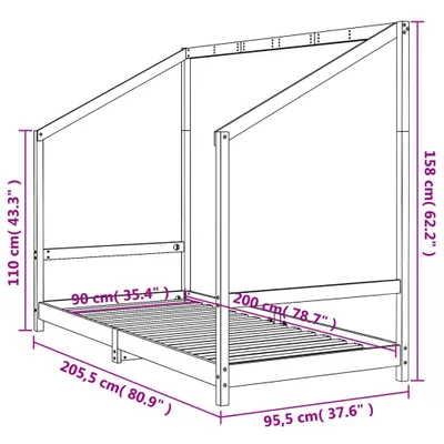 Immagine prodotto di vidaXL Letto per bambini 90x200 cm in legno di pino massiccio