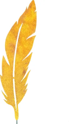 A golden feather garden stake.