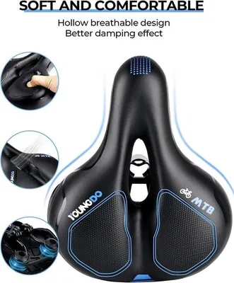 Productafbeelding van Famanu fietszadel, ergonomisch - geel, breed, zacht, ademend, schokabsorberend
