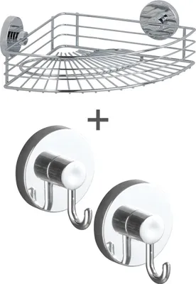 Produktbild von Vacuum-Loc® Eckablage Bari + Haken, 3-tlg.
