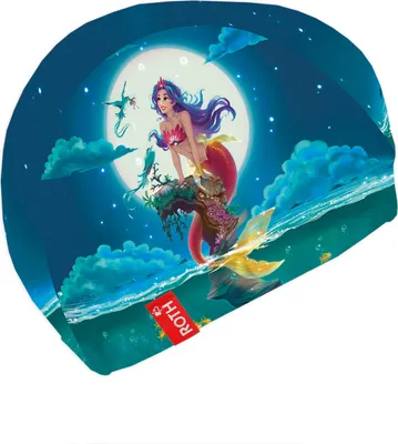 Produktbild von ROTH Kinder-Badekappe, 21x19 cm, 82% Polyester, 18% Elasthan, Meerjungfrau