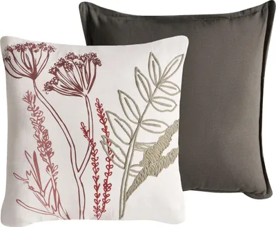 Produktbild von BELIANI Dekokissen 2er Set Weiß u. Grün Baumwollbezug mit Füllung 45x45 cm Blättermuster Boho Sofakissen Zierkissen für Wohnzimmer Schlafzimmer Deko
