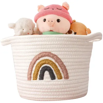 Immagine prodotto di Cesto portaoggetti in cotone, cesto intrecciato per giocattoli per bambini