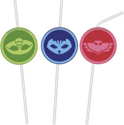 Produktbild von PJ Masks-Strohhalme Kinderparty-Tischdeko 6 Stück bunt