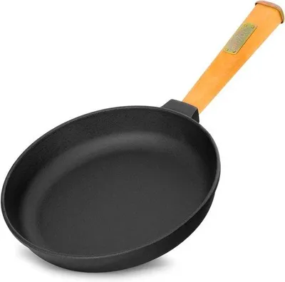 Produktbild von Famanu Gusseisenpfanne 24 cm mit Abnehmbaren Holzgriff - Für Alle Wärmequellen geeignet
