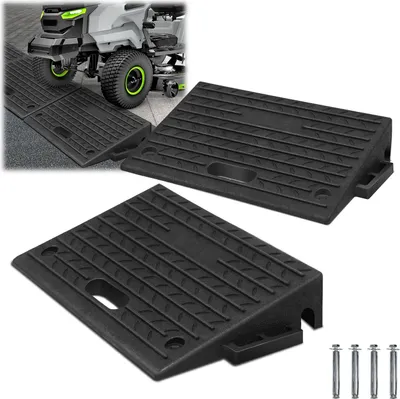 Obrázek produktu pro Jayseuw 2x obrubník rampa guma s úchyty prahy rampy přenosný invalidní vozík rampa 49x30x11cm protiskluzové pro vozík na kolečkách