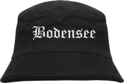 Produktbild von Bodensee Fischerhut - Altdeutsch - bestickt -  Bucket Hat Anglerhut Hut Schwarz L/XL