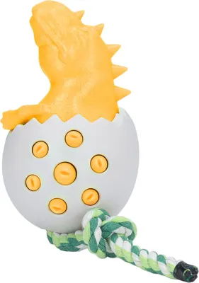 Produktbild von Dinosaurier-Ei-Hunde-Kauspielzeug, bissfeste Zahnbürste für die Zahnpflege, Orange