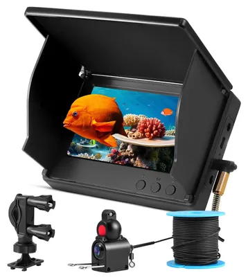 Produktbild von Fischfinder mit Unterwasserkamera - IP65 wasserdicht - 8000-mAh-Akku - Weitwinkel - Infrarot-Nachtsicht - 10,9-cm-IPS-Display - Schwarz