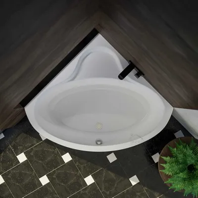 Image de ECOLAM Baignoire d'angle BALA 130 x 130 cm + Garniture d'écoulement Alcaplast Pieds + silicone Baignoire acrylique sanitaire blanc