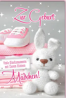 Produktbild von Geburt - Baby - Freudiges Ereignis - Karte mit Umschlag - Hase gestric