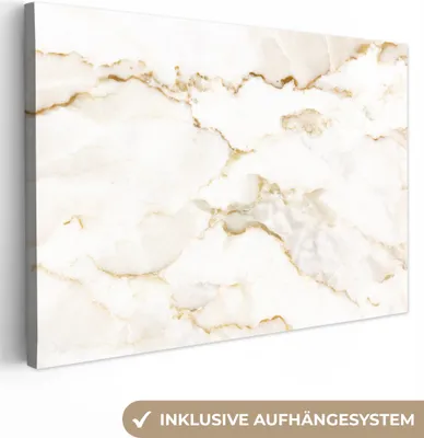Obrázek produktu pro OneMillionCanvasses® - Obrazy na plátně - Mramor - Vápno - Zlato - - Mramorový vzhled - Bílý, nástěnné umění, nástěnné dekorace Obývací pokoj, 120x80cm