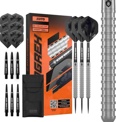 Produktbild von KOTO - Kingrex 90% Darts 23 G, Silber, Dartpfeile Inkl. 3 Barrels, 3 Flights & 3 Shafts