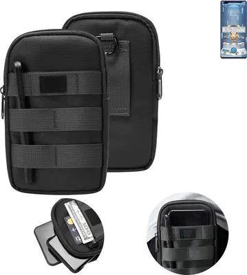 Produktbild von K-S-Trade Holster Gürtel Tasche kompatibel mit Huawei nova 7 SE 5G Lohas Edition Handy Tasche Schutz Hülle dunkel-grau viele Fächer, 1x