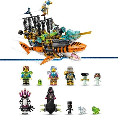 Produktbild von LEGO DREAMZzz 2in1 Tigerhai-Fahrzeug - Spielzeug verwandelbar in Piratenschiff mit Kanone - inkl. 5 Minifiguren und 2 sammelbaren Schatz-Kreaturen - Geschenk für Jungen ab 9 Jahren - 71515