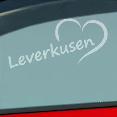 Produktbild von Auto Aufkleber Leverkusen Herz Heart Stadt City Liebe Love 18x8 cm Milchglas Sticker Heckscheibenaufkleber