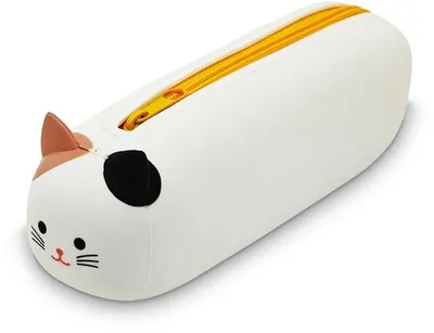 Image de Étui à crayons en silicone Unyqoos® avec oreilles de chat, souple, 18,5 cm – sans BPA, capacité pour 12 à 15 stylos, idéal pour l'école et le bureau