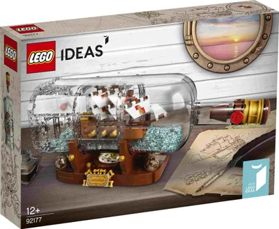 Produktbild von LEGO 92177 Ideas Schiff in der Flasche, Modellbausatz eines Schiffs zur Deko für Erwachsene sowie Mädchen und Jungen ab 12 Jahre, tolles Geschenk