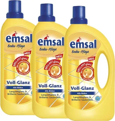 Produktbild von 3x emsal Boden-Pflege Voll-Glanz 1 Liter, Langzeitglanz & Brillante Sauberkeit