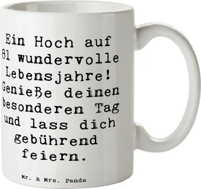 Produktbild von Mr. & Mrs. Panda Kaffeetasse Spruch 81. Geburtstag - Weiß - Geschenk, Achtzigster, Geburtstagsfeier, Tasse, Teetasse, Kaffeebecher, Happy Birthday, Erinnerungen, mit