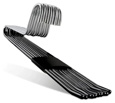 Produktbild von Hosenbügel Metall platzsparend & rutschfest 10 Stück Kleiderbügel für Hosen aller Größen Hosenkleiderbügel stabil Schwarz gummiert