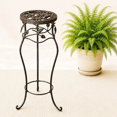 Produktbild von Blumenhocker Metall Schwarz Rund 52 cm Blumenständer 18215 Blumensäule Antik Pflanzenständer Pflanzenhocker Vintage