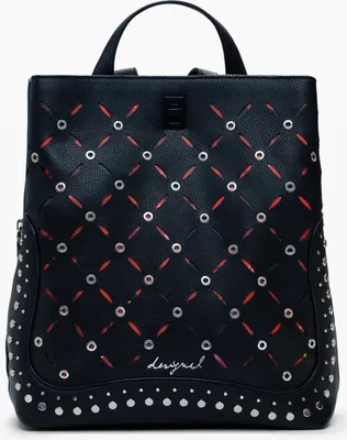 Imagen del producto de Mochila mini elegante: negra, con tachuelas, compartimentos versátiles, cómoda