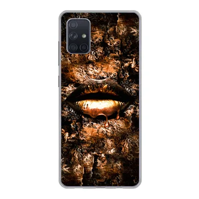 Produktbild von MuchoWow® Handyhülle Schutzhülle Hülle für Samsung Galaxy A71 Frau - Lippen - Kupfer Silikon Softcase Handy Hülle - Kartenbesitzer